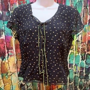 Coldwater creek medium sheer polkadot black blouse